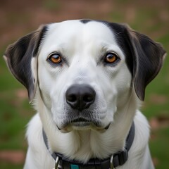 Portrait of a Focused Dog with Striking Eyes and Black Ears.