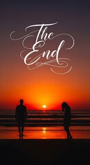 Sunset Silhouette - A Couples Farewell at the Beach.