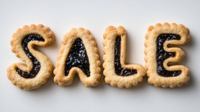 sale spelled with jam filled cookies