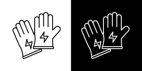 Simple line icon illustration of protective electrician gloves for high voltage work, a safety gear concept design