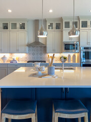 Minimal breakfast setup on kitchen island