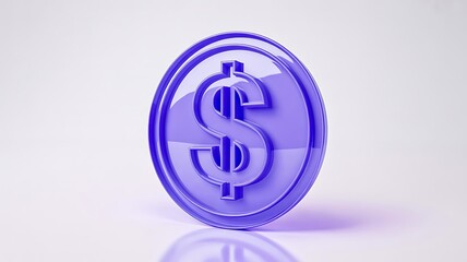 Obraz premium Blue 3D dollar coin symbol representing digital currency, modern finance, and futuristic economy concept 