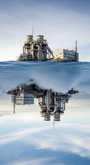 Industrial Reflection - A Floating Factory in a Mirrored World.