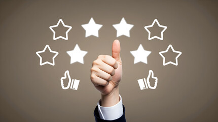 Positive Customer Review: Thumbs Up and Five-Star Rating