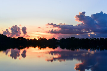 sunset over the lake