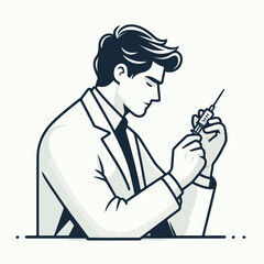 Illustration of a doctor preparing an injection