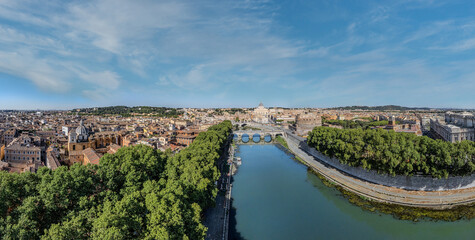 Aerial view of the historic centre of Rome. Italy