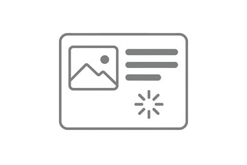 Outline icon showing document loading with image placeholder and text lines