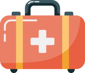 Emergency first aid kit, readiness for medical needs and healthcare, portable aid for home or travel emergencies, icon for health, safety, and wellness