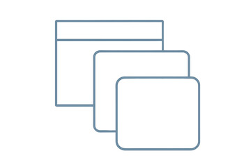 Stacked overlapping application screens outline icon design