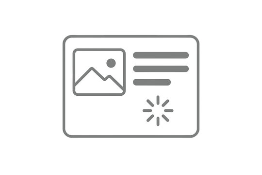 Outline icon showing document loading with image placeholder and text lines
