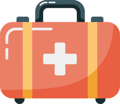 Emergency first aid kit, readiness for medical needs and healthcare, portable aid for home or travel emergencies, icon for health, safety, and wellness