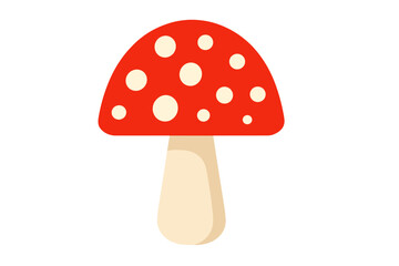 Stylized red mushroom with white spots isolated on white background