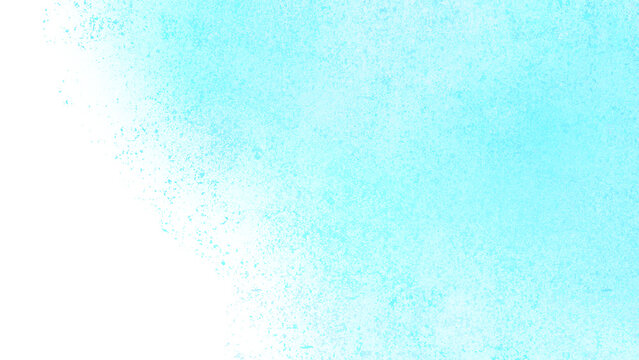 水色の水彩絵の具で描かれたしぶきのあるグラデーション背景