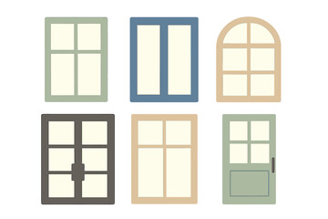 Assortment of colorful architectural window and door frame designs