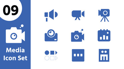 Media and Photography Icon Set – Camera, Video, Microphone, and Multimedia Vector Collection