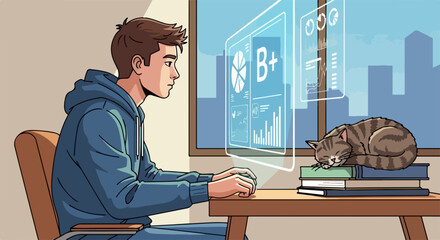 Young child feeding ducks casts bread against simple white background, capturing simple delight, also translated into English as Young child feeding ducks.