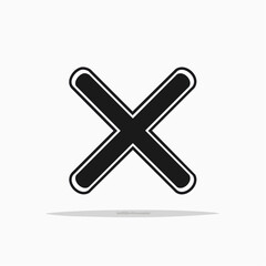 Obraz premium Black x mark symbol on white background with shadow