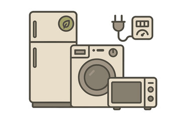 Household appliances energy efficiency concept with power meter