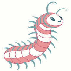 Adorable Cartoon Centipede Illustration in Pastel Colors 