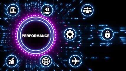 Digital Performance Concept with Icons and Circuitry - Powered by Adobe