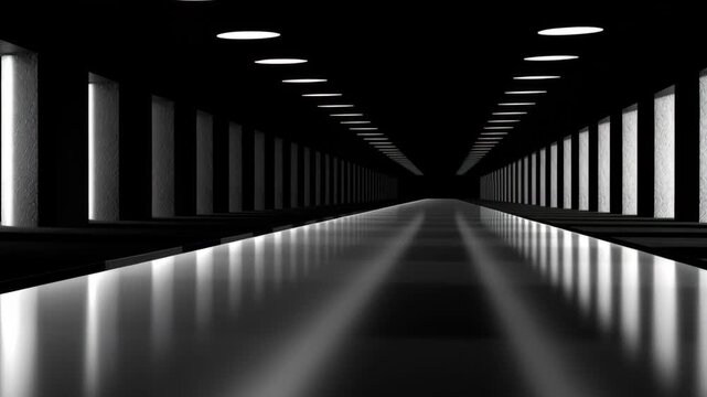 Modern architectural hallway with dramatic lighting and sleek surfaces for stunning visual impact