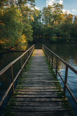wooden bridge over the river