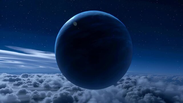 Beautiful blue planet in space with clouds and stars, perfect for cosmic and astronomical themes
