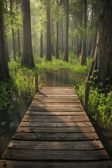 wooden bridge in the forest