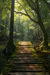 wooden bridge in the forest