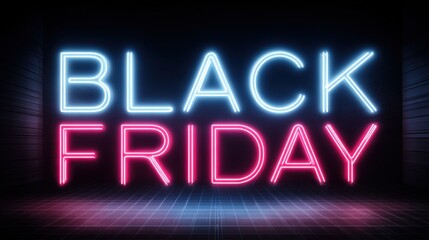 glowing neon black friday sign,