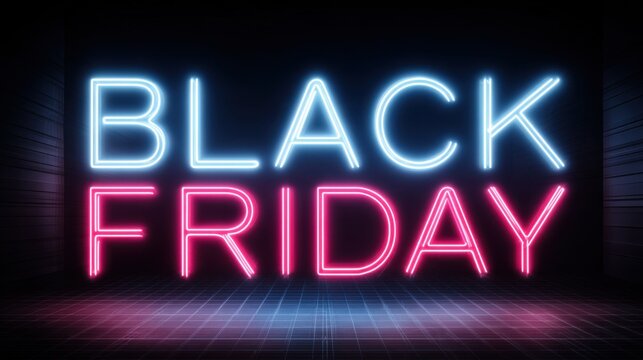 glowing neon black friday sign,
