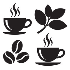 Vector art of collection of coffee icons for menu design