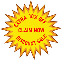  Extra 10% Off Claim Now Discount Sale Starburst Sticker Badge