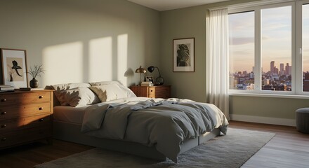Bedroom interior sunlight