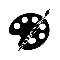 Palette paintbrush art artist paint color drawing creative design artistic illustration vector tool kit canvas