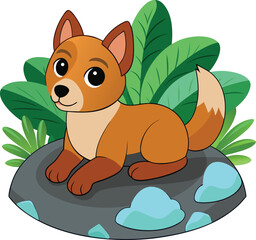 A Dog jungle stone rock on a white background.