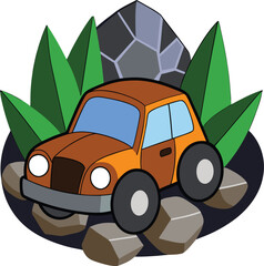  A Car jungle stone rock on a white background.