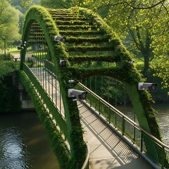 Green Bridge Over Water - Natures Embrace in Architecture.