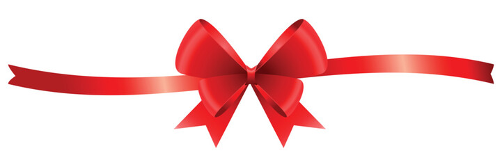 Elegant Red Gift Ribbon and Bow Decoration for Greeting Card or Template