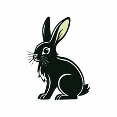 Obraz premium Black rabbit illustration on white background vector art for various uses