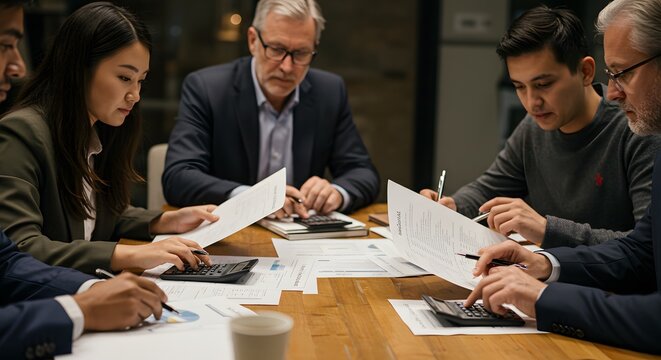 Business people meeting reviewing documents