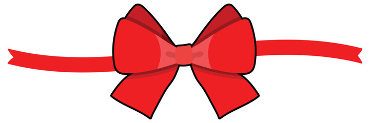 Elegant Red Gift Ribbon and Bow Decoration for Greeting Card or Template