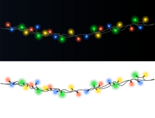 Christmas Lights Decoration. Glowing Colorful Light Bulbs on String