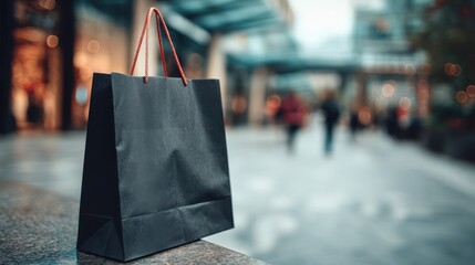 black shopping bag at the mall,