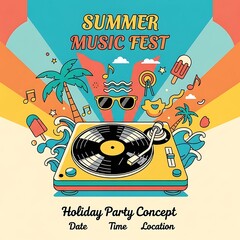 Summer Music Fest - Holiday Party Concept with Retro Vibes.