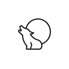 Simple Minimalist Black Line Art Of A Sitting Dog With Tail Curled On White Background