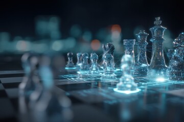 Chess pieces on a chessboard digital representation