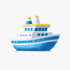 Cartoon illustration of a cruise ship isolated on white background