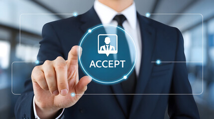 Businessman Approves Digital Acceptance Process